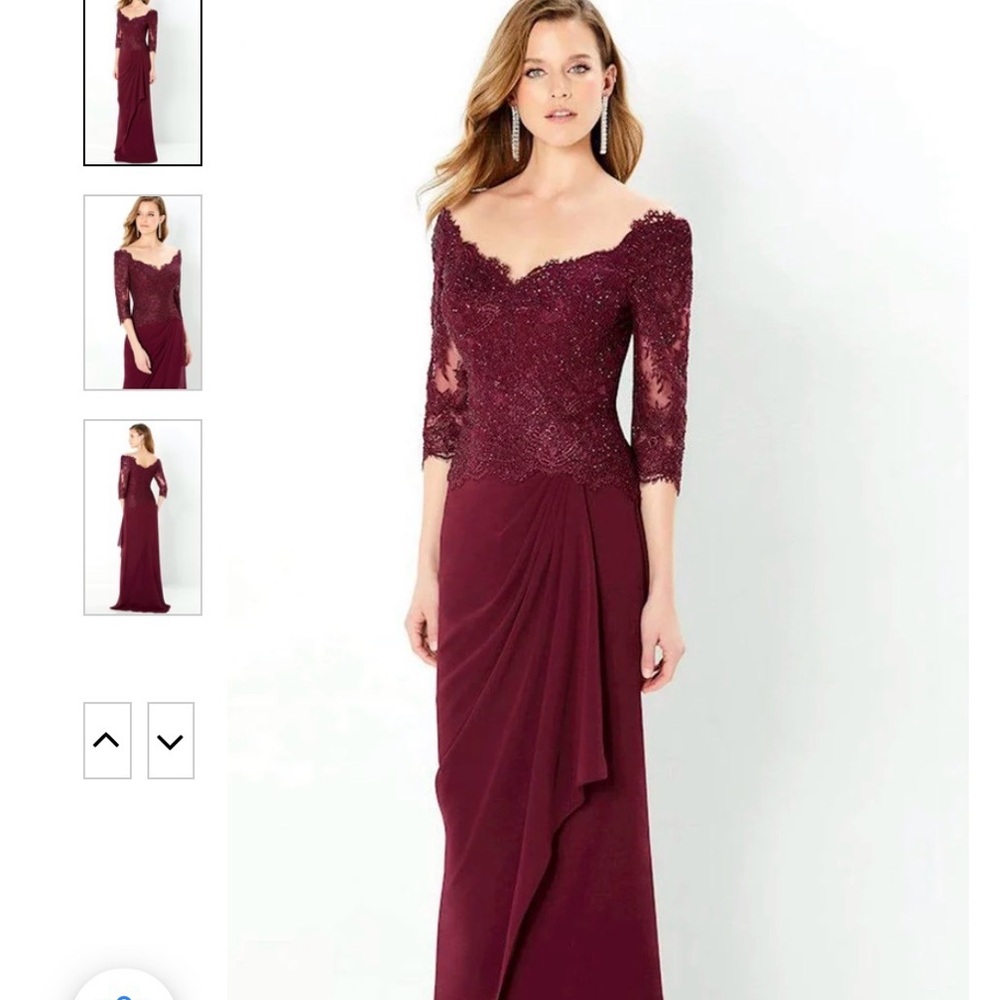 Montage by Mon Cheri Deep Red Lace Long Sleeve Dress